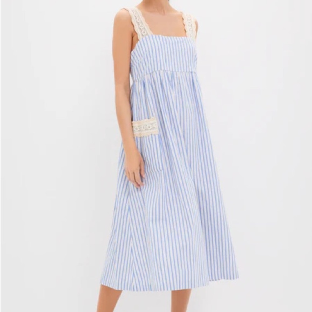 Pomander Place Striped Blue and White Dress
